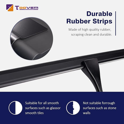 14'' Shower Squeegee, TOOVEM Squeegee for Shower Glass Door for Glass Doors, Windows, Bathroom, Car Windshield, Black