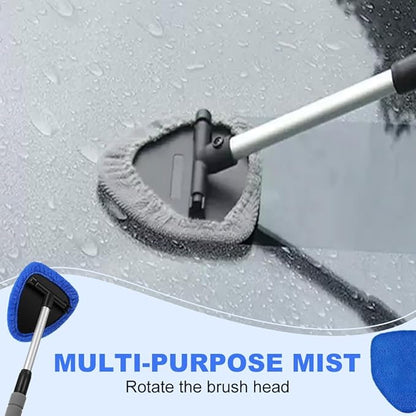 Windshield Cleaning Tool, 2025 New Car Interior Window Cleaning Kit with Extendable Handle, with 3 Towel Pads Windshield Cleaning Tool, Auto Glass Wiper for Windshield, Trucks, SUVs, RVs (Green)