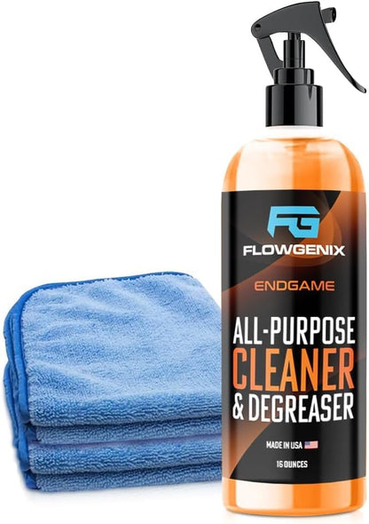 Flowgenix All Purpose Cleaner for Car Detailing (16oz) - Car Interior Cleaner for Dashboard, Trim, Seat, Fabric & More - Auto Cleaning Supplies - Incl 2 Microfiber Towels