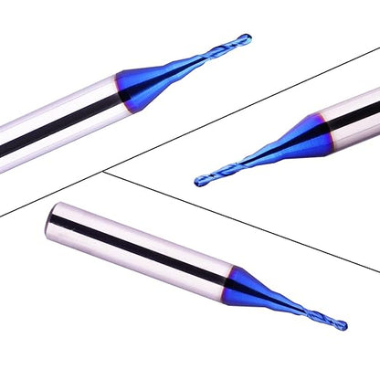 CNC Router bits Carbide Ball Nose End Mill with Nano Blue Coating for Side Milling. End Milling. Finish Machining. (1/16" Cut Dia X 2" OAL)