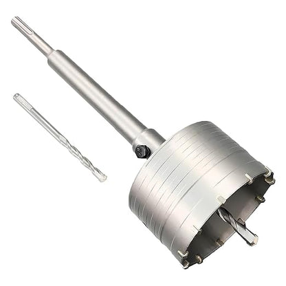 3-3/4" Concrete Hole Saw, 95mm Tungsten Steel Core Bit for Cinder Block, Brick, Rock, Plank Walls for Pipes or mini Split Lines, with SDS Plus Shank and 2 Center Positioning Drill Bits.