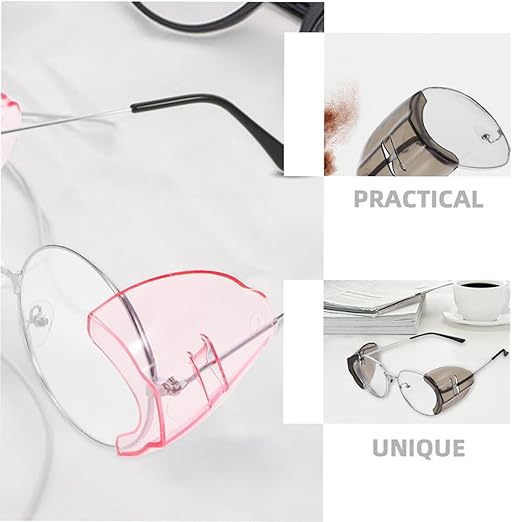 Garneck 4 Pairs of Universal Safety Glasses Side Shields: Multicolored Eyeglasses Safety Guards with Slip-on Design Transparent Lens Protection Shields for Woodworking Construction