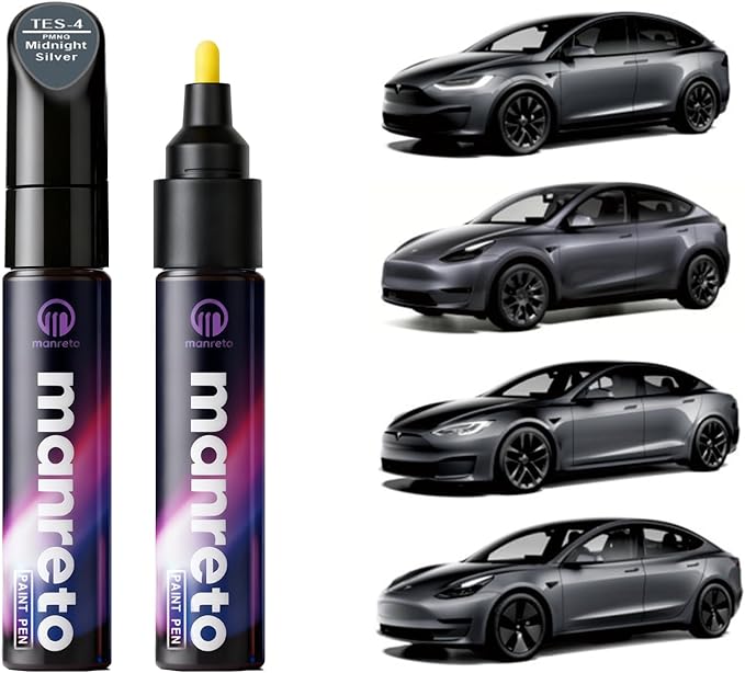 Touch Up Paint for Tesla Model Y/3/X/S Midnight Silver (PMNG)—OEM Color-Matched, Quick & Easy Car Scratch Remover Pen, Long lasting & Waterproof Car Paint Touch Up, Like-New Finish
