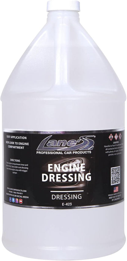 LANE'S Engine Dressing | Professional Engine Bay Cleaner and Protector Shine | Prevents Rubber Hoses Fading and Cracking | Easy to Use, Dust Resistant Degreaser & Detail Spray | 1 Gallon