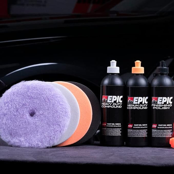 Malco Epic Gray Foam Heavy Duty Pad 6.5 inch– Orbital Polishing Pad for P1500 Sand Scratches/Use Epic Heavy-Duty Compound (109032) / Swirl-Free and Dust-Free Finish / (840001)