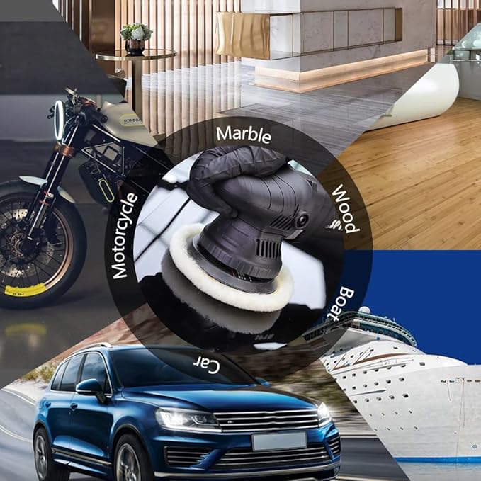 SPTA Wool Buffing Polishing Pads, 3Pcs 5 Inch (125mm) Wool Cutting Pad, Wool Compounding Pad, Buffing and Polishing Pads Buffing Wheel for 5 Inch Car Polisher Compounding, Polishing, Buffing
