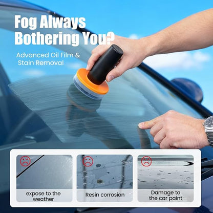 HISKI Car Oil Film Cleaner,Handheld Glass Oil-Film Remover, Car Glass Cleaner Oils Film Cleaning Brush,Glass Guard Windshield Cleaner & Oil Films Remover Emulsion Coating for Cars Window (3PCS)