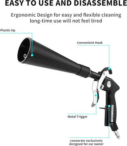 GOCCIDA Car Dry Cleaning Gun,Tornado Air Gun,High Pressure Air Blow Gun,Fast Interior Dryer Car Detailing Kit,Vortex Air Cleaning Tool for Car Detailing(2 Set Nozzle)