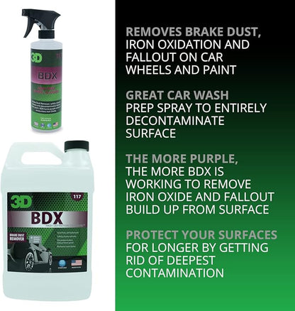 3D BDX Iron Remover – Fast Acting Fallout & Brake Dust Cleaner | Purple Color-Changing Spray for Wheels & Paint | Acid-Free | Made in USA | Car Detailing | 1 Gallon