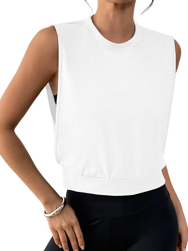 SOFIA'S CHOICE Women Workout Crop Tank Tops Cropped Sleeveless Muscle Shirt Gym Yoga Running
