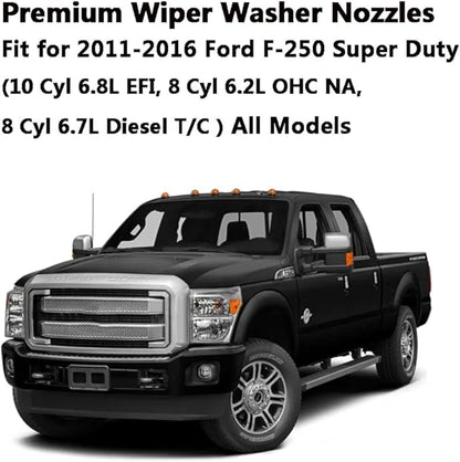 BC3Z-17603-A Premium Wiper Washer Nozzles Fit for Ford Super Duty F250-F550 2011 2012 2013 2014 2015 2016 | Windshield Washer Fluid Jet Nozzle | Easy to Install | 2 Pack, Ref BC3Z17603A Dual Spray