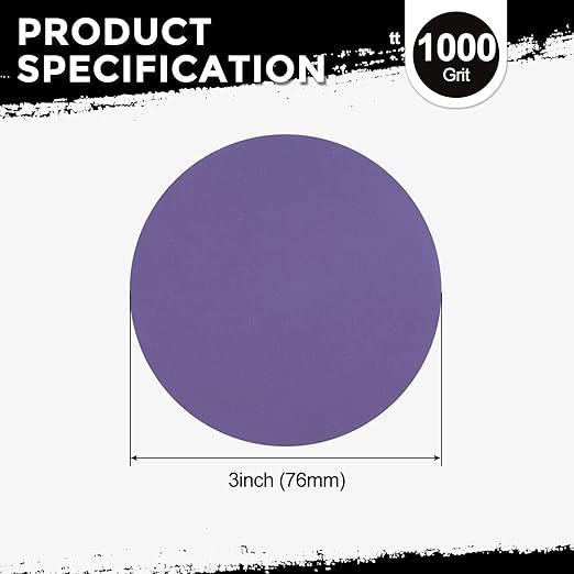 Kozelo 40 Pcs Sanding Discs 3 Inch 1000 Grit Hook and Loop Random Orbital Sandpapers Suitable for Drywall Sander Wood Metal Furniture, Purple