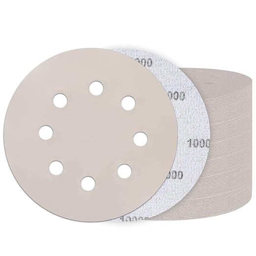 50PCS 5 Inch Hook and Loop Sanding Discs 10000 Grit, 8 Hole Wet Dry Orbital Sander Sand Paper, Silicon Carbide Sandpaper for Automotive Wood Metal Glass