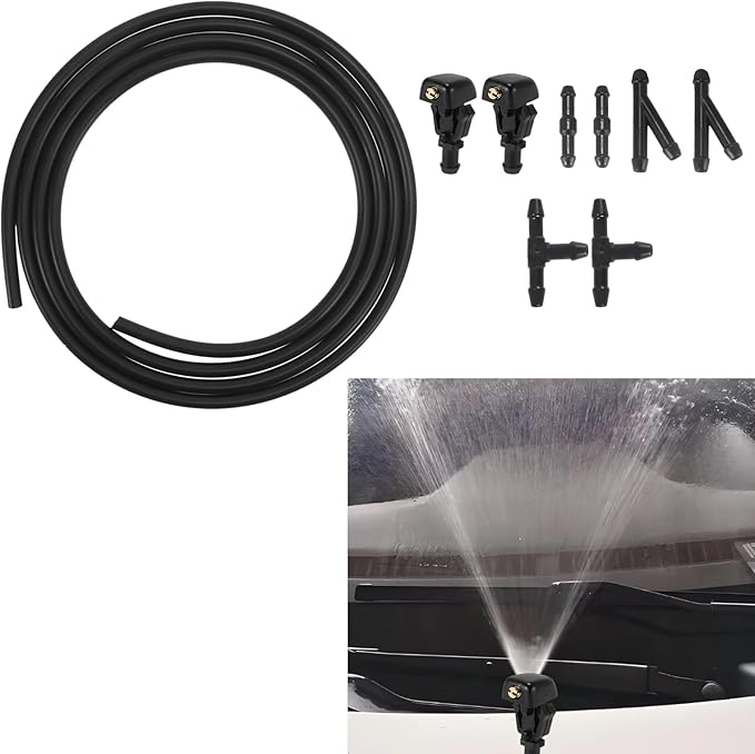 Windshield Washer Nozzles Kit Compatible with Ford F150 2004-2013 Front Windshield Spray Nozzles Wiper Spray Washer Jet and Hose repair kit with Connector Replaces # 3W7Z17603AA