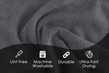 Avalon Towels Microfiber Cleaning Cloths (Value Pack of 36) Size 16" x 16", Highly Absorbent Cleaning Rags, Lint Free Cleaning Towels, Reusable and Washable, Microfiber Towels for Cars (Grey)