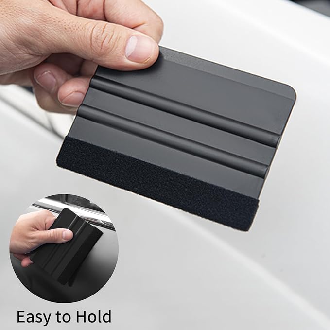 Squeegee for Vinyl, 2 Pcs Vinyl Squeegee with Extra 2 Felt Replacements, 4 Inch Vinyl Wrap Tools for Car Wrap, Craft Sign Making, DIY Crafting, Window, Black