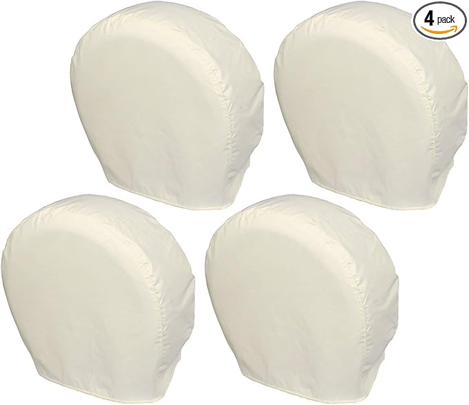 Explore Land Tire Covers 4 Pack - Tough Wheel Protector for Truck, SUV, Trailer, Camper, RV Universal Fits Tire Diameters 39''-42'', White