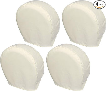 Explore Land Tire Covers 4 Pack - Tough Wheel Protector for Truck, SUV, Trailer, Camper, RV Universal Fits Tire Diameters 39''-42'', White