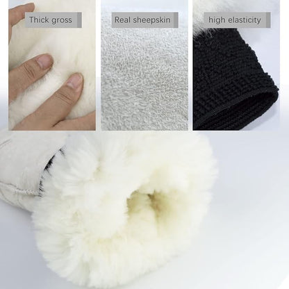 Gracefur Ultra-Soft Car Wash Mitt Double-Sided Sheepskin Wash Mitt, Scratch-Free Detailing Lambswool Wash Mitt Extra Large Size Cleaning Gloves for Cars (Fingers, White)