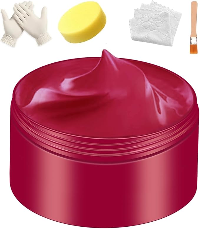 UP22YOU Leather Recoloring Balm, Maroon Vinyl Leather Color Restorer, Leather Repair Kit for Car Interior, Leather Paint, for Furniture Seat, Shoe Polish