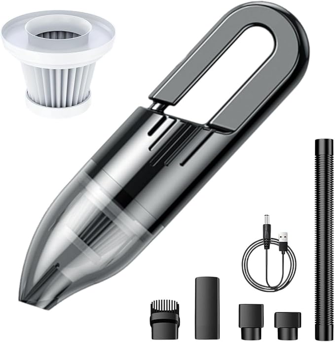 ELITE BAY Car Vacuum Cleaner – 120W High-Power Cordless Mini Vacuum with USB Charging | Dual 2000mAh Battery | Lightweight 0.36kg | 0.5L Dust Capacity | Compact Handheld Cleaner Car Home Office