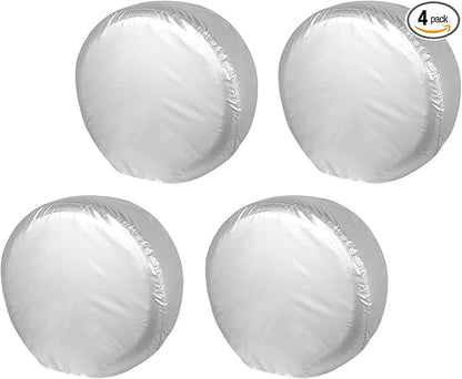 Explore Land Weatherproof Tire Covers 4 Pack Alumium Wheel Protector for Truck, SUV, Trailer, Camper, RV,S (Fits Diameter 29"-31.75"), Silver, Set of 4