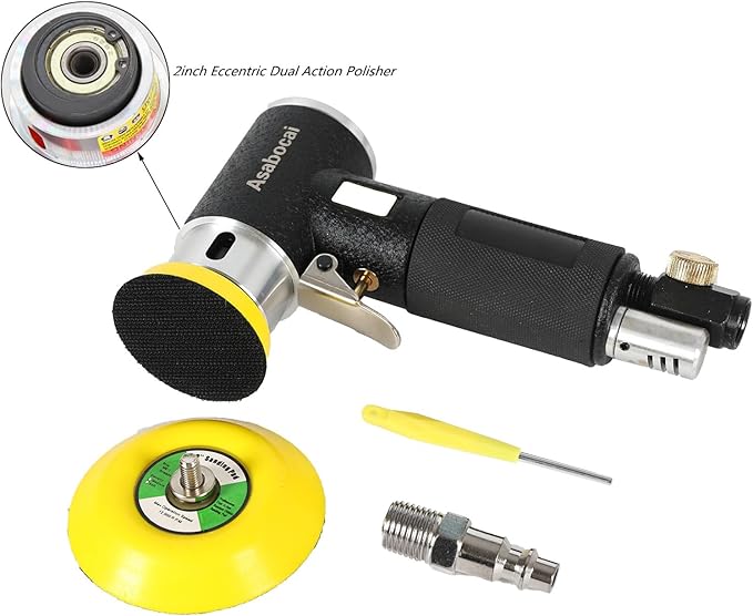 2'' 3'' Mini Orbital Air Sander, Small Pneumatic Random Orbital Sander with Hook And Loop Sanding Pads,M6 Thread Plate