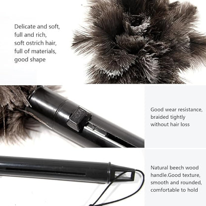 Retractable Ostrich Feather Duster for Cleaning, 15 Inch Fluffy and Natural Feather Duster with Retractable Handle， Reusable Eco-Friendly Handheld Cleaning Supplies(5PCS)