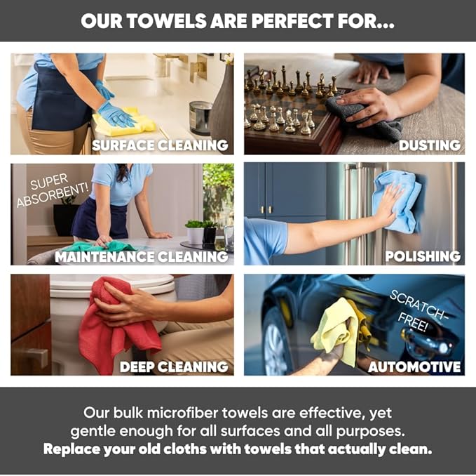 Microfiber Wholesale 16" x 16" All Purpose Towels - (Yellow, 200 Pack)