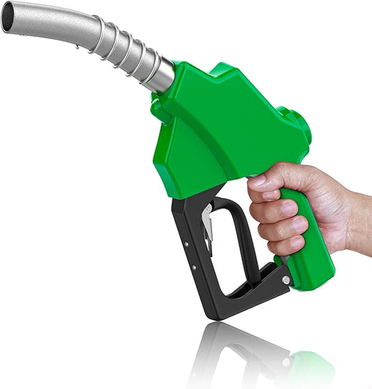 1"NPT Green Automatic Shut-Off Fuel Nozzle, Diesel Gas Pump Nozzles Max Flow Rate 30 GPM, 19/16" (OD=30mm) Spout Car Fuel Filling Transfer Nozzle Used for Diesel Petrol Gasoline Kerosene