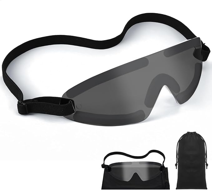 Kingdder Eye Shield Grey Eye Shield for Sleeping Protective Goggles with Adjustable Strap and Soft Padding, Sensitivity of The Eyes to Light, Storage Bag(1pcs)