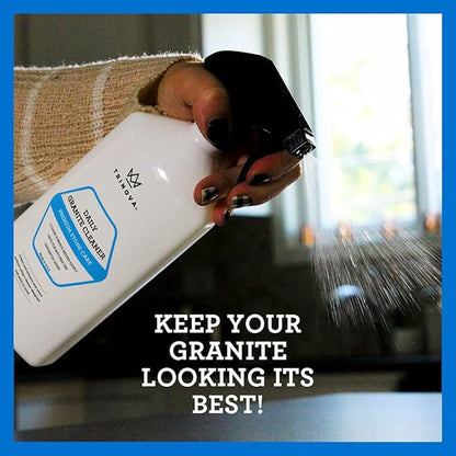 TriNova Granite Cleaner & Polish for Daily Use - Made in USA, Enhances Shine, Streak-Less - for Counter-Tops, Marble, Stone, Bathroom Tile Kitchen, & Islands - 18 fl oz