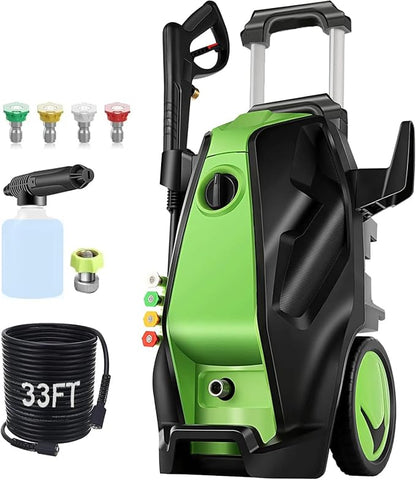 Electric Pressure Washer, 5000 PSI 4.0 GPM Heavy Duty Power Washer with Foam Cannon, 4 Nozzle Tips,33FT Hose and Soap Bottle for Home/Cars/Driveways/Patios/Decks/Fences,Dark Green