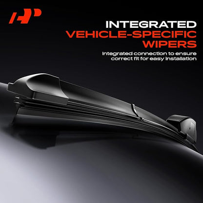 A-Premium Pack of 2 Windshield Wiper Blades with Wear Indicator & Towel - Compatible with Dodge Sprinter 2500/Sprinter 3500 & Freightliner Sprinter 2500/3500-26" and 24", TL2 Connector