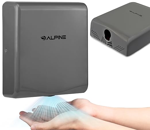 Alpine Commercial Hand Dryer with HEPA Filter, 8 Seconds Extreme Speed Electric Hand Dryer for Home Bathroom/Restaurant with Heat & Speed Control - ADA Compliant (120V Grey)