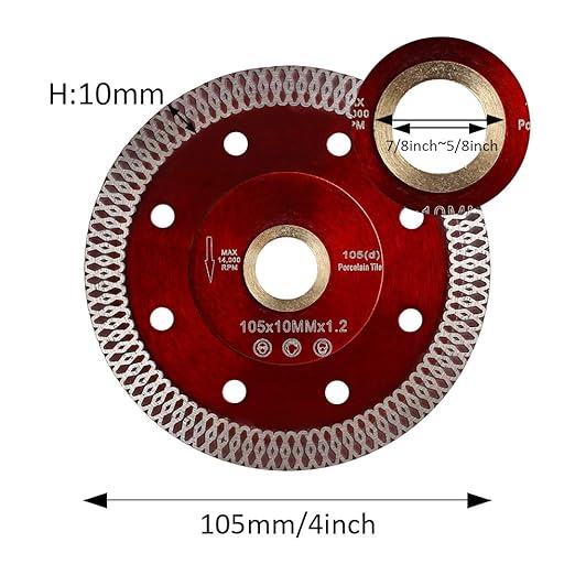 10 Pcs/Lot 4" Diamond Saw Blade Supper Thin Porcelain Blade for Tile Stone (4"-10pcs)…