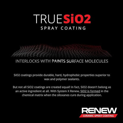 System X Renew Ceramic Spray Coating - Ultra Hydrophobic DIY Ceramic Nano Coat - Super Slick Finish & Feel - Superior to Wax & Polymer Sealants - 9+ months of True SiO2 Paint Protection (8 FL OZ)