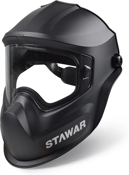Shine STAWAR Grinding Face Shield, Lightweight Cutting Face Shield with Anti-Fog & Scratch Resistance Lens Face Shield Mask for Grinding, Cutting, Woodworking (DIN 1, Black)