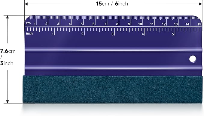 FOSHO Purple Felt Squeegee Vinyl Wrap Tool, Built-in Ruler 6"x3" Scratch-Free Vinyl Scraper for Sticker, Decal, Craft and Wallpaper Application Window Tint Tool
