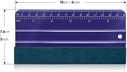FOSHO Purple Felt Squeegee Vinyl Wrap Tool, Built-in Ruler 6"x3" Scratch-Free Vinyl Scraper for Sticker, Decal, Craft and Wallpaper Application Window Tint Tool