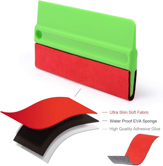 NEWISHTOOL 5 Inch Big Buffer Felt Squeegee for Vinyl Sensitive Materials Tinting Film Wrap Application Wallpaper Smoothing Sticker Decals Installation 5 PCS Scratch-Free Soft Plastic Card Scraper Tool