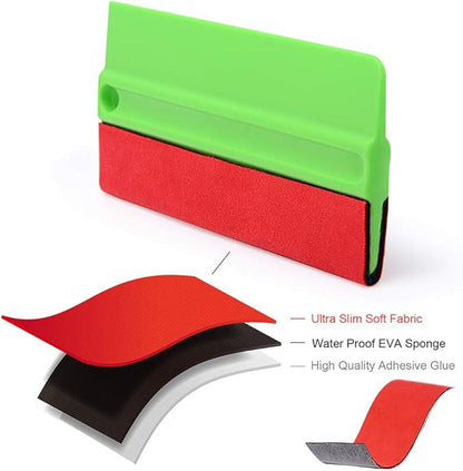 NEWISHTOOL 5 Inch Big Buffer Felt Squeegee for Vinyl Sensitive Materials Tinting Film Wrap Application Wallpaper Smoothing Sticker Decals Installation 5 PCS Scratch-Free Soft Plastic Card Scraper Tool