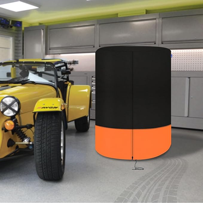 Kayme Tire Cover, Large Tire Storage Bag, Seasonal Spare Tire Storage Cover, Durable Tire Bags Used in Trucks, SUV, Trailer Sun Rain Snow Protection, Fit 32 Inch Tire Diameter-Black Orange