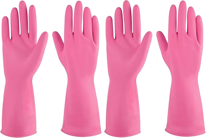 IUCGE Rubber gloves dishwashing 2 or 4 Pairs for Kitchen,Cleaning gloves for household Reuseable.