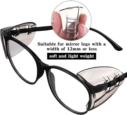 Gjinxi 2 Pairs Side Shields for Glasses, Flexible Safety Black Protective Eyewear Covers, Glasses Side Shields for Eyeglasses