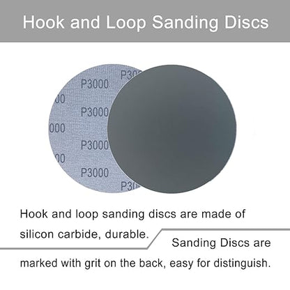 6 Inch 50 Pcs Wet Dry Sanding Discs Hook and Loop, 3000 Grit Sandpaper Automotive Wood Metal Polishing & Sanding, Silicon Carbide Sand Paper for Random Orbital Sander (Grit 3000)