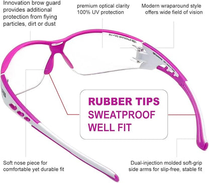 HTS HUNTERSKY Super Flexible Lightweight Anti Fog Wrap-Around U6 Clear Shooting Safety Glasses with ANSI Z87.1 Scratch Resist