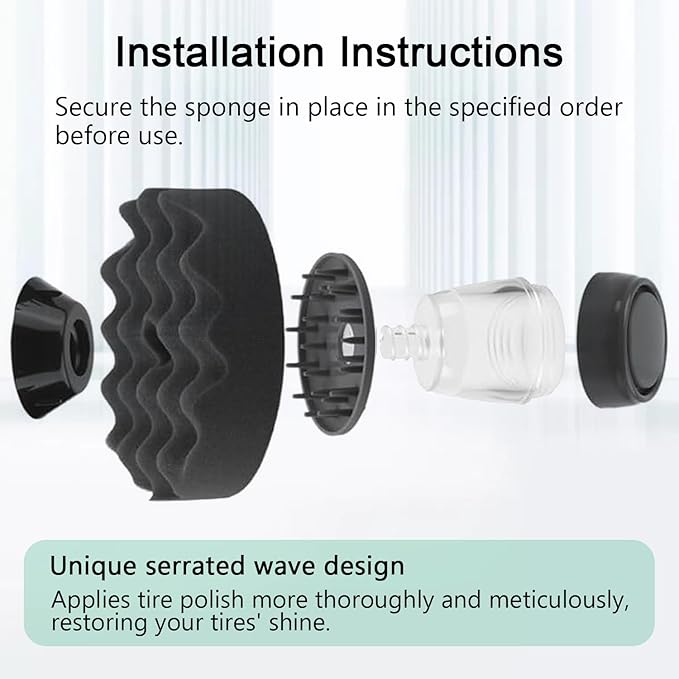 Large Flow Tire Shine Application, Reusable Car & Truck Tire Dressing Applicator Pad, Works with All Tire Shine & Gels, Achieves Drip-Free Results (XL)