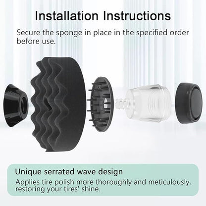 Large Flow Tire Shine Application, Reusable Car & Truck Tire Dressing Applicator Pad, Works with All Tire Shine & Gels, Achieves Drip-Free Results (XL)