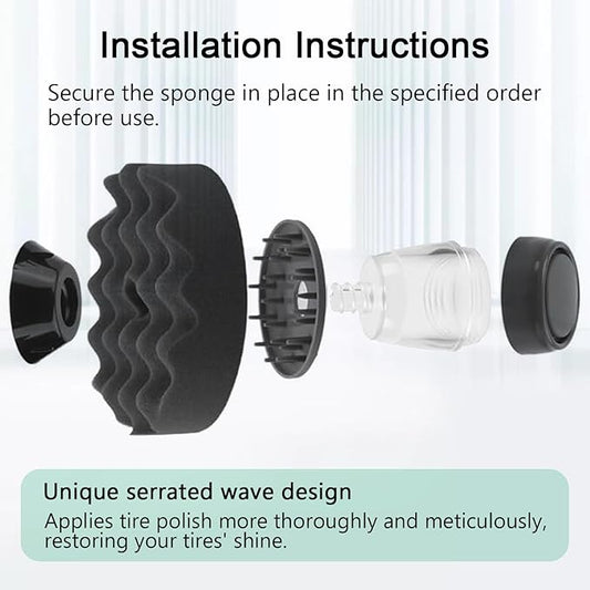 Large Flow Tire Shine Application, Reusable Car & Truck Tire Dressing Applicator Pad, Works with All Tire Shine & Gels, Achieves Drip-Free Results (XL)